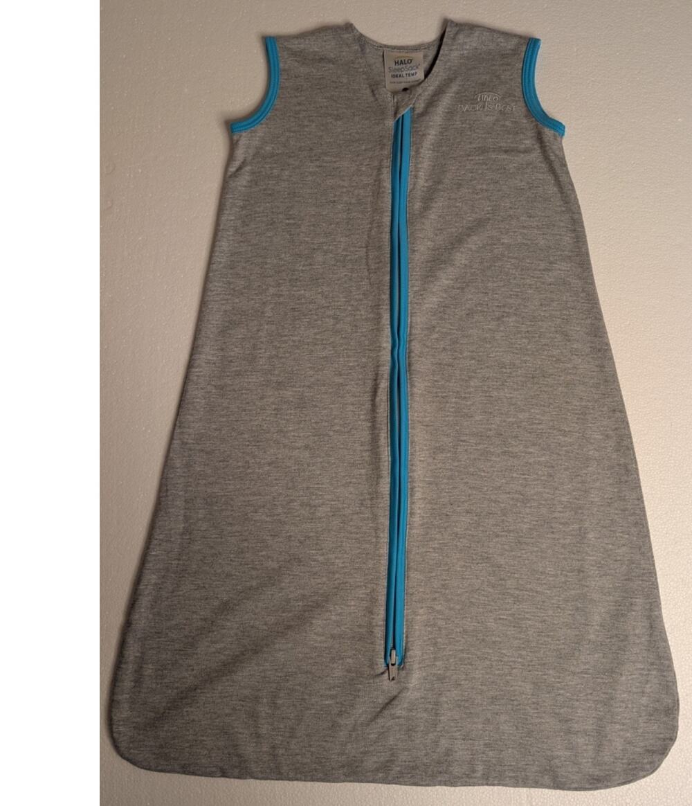 HALO Unisex Polyester Rayon SleepSack Ideal Temp Med Grey Aqua Wearable Blanket